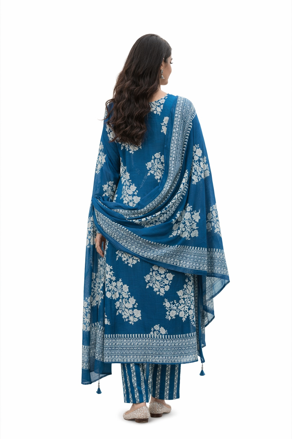Blue cotton kurti set with dupatta