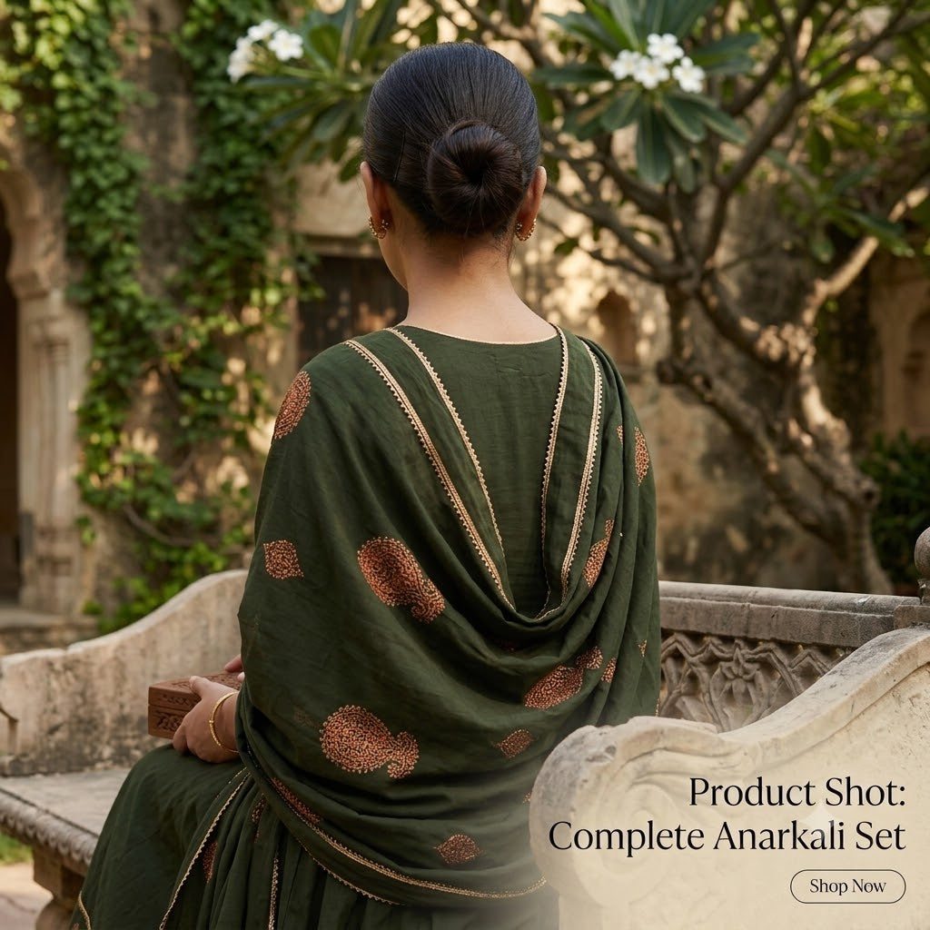 Bottle Green Embroidered Anarkali Kurta Set with Pant & Dupatta | Premium Festive Wear Anarkali Suit for Women