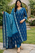 Cotton Kurti set with Pant and Dupatta