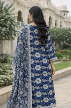 Women blue Cotton kurti set