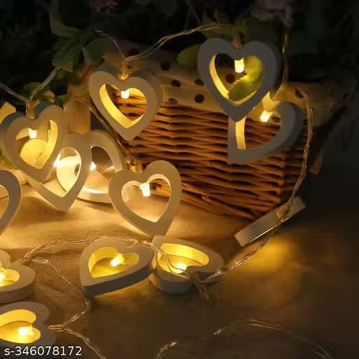 2 LEDs 2.8 m Yellow Flickering, Steady Heart Rice Lights (Pack of 1) 3Meters