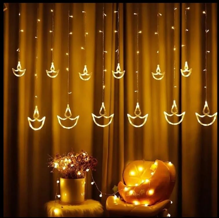 14 LED Diya String Lights – Warm yellow