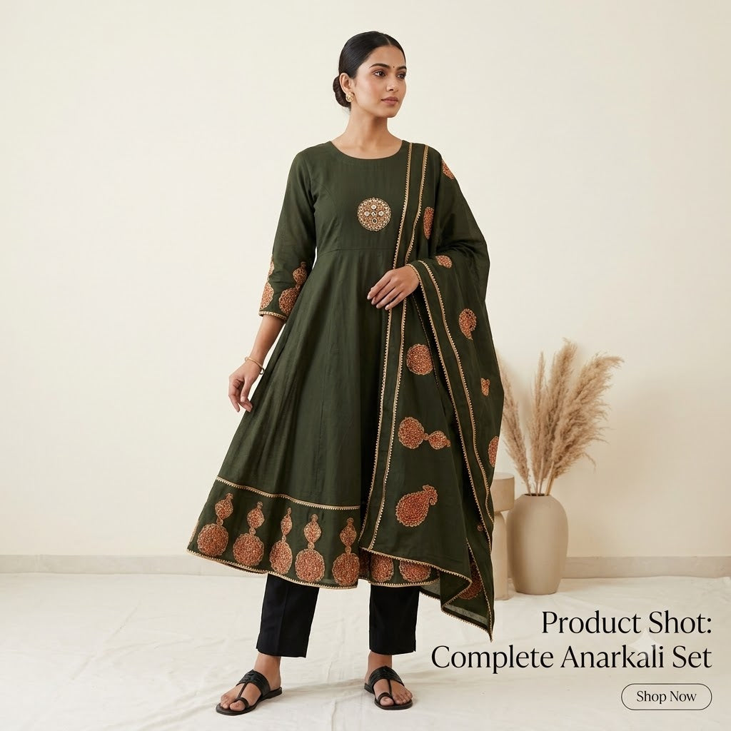 Bottle Green Embroidered Anarkali Kurta Set with Pant & Dupatta | Premium Festive Wear Anarkali Suit for Women