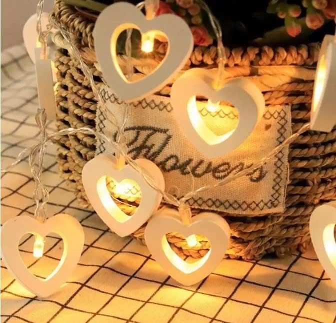2 LEDs 2.8 m Yellow Flickering, Steady Heart Rice Lights (Pack of 1) 3Meters