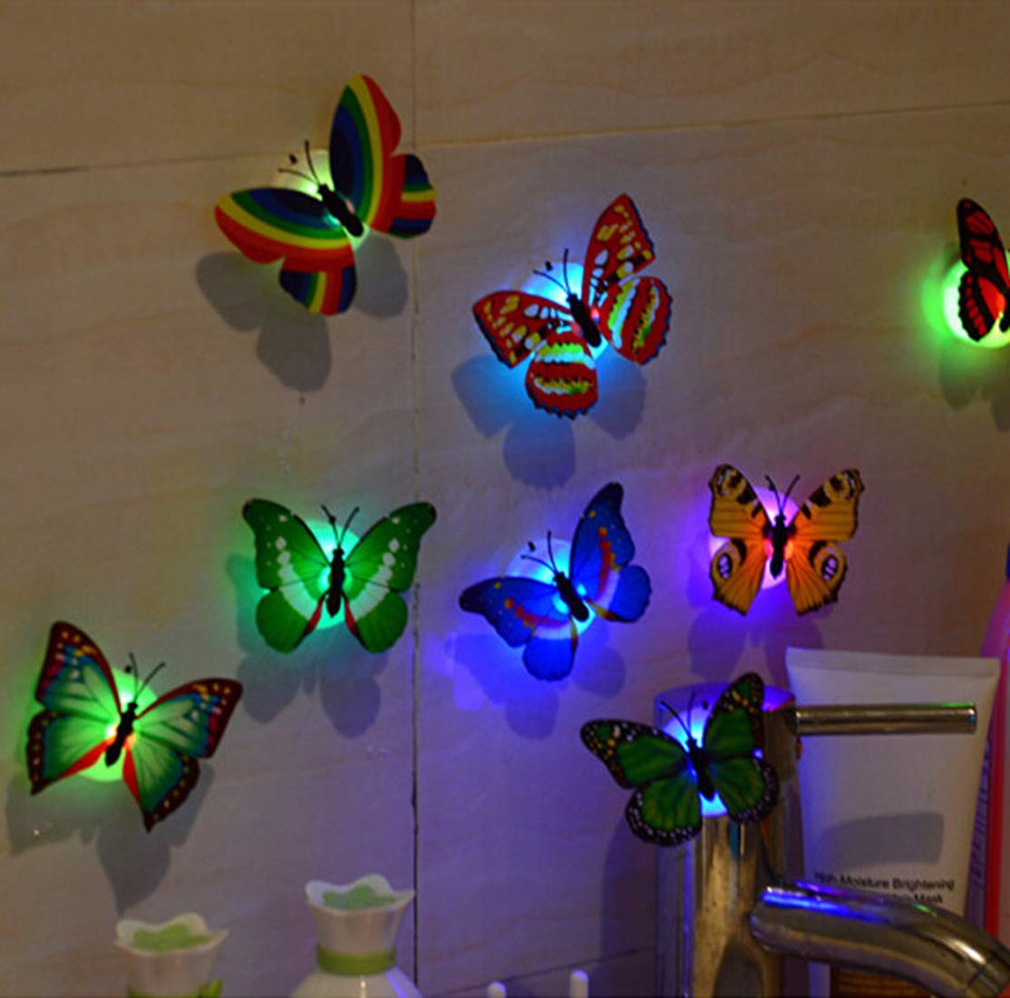 Radiant 3-Inch LED Butter-fly Wall Decor (Pack of 1, includes 2 butterflies