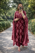 Cotton Printed Handwork Anarkali Set