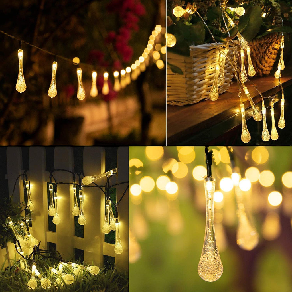 12 LED 3 Meter Waterdrop Decorative String Lights, Fairy Lights (Warm Yellow ,Corded electric,Plastic)