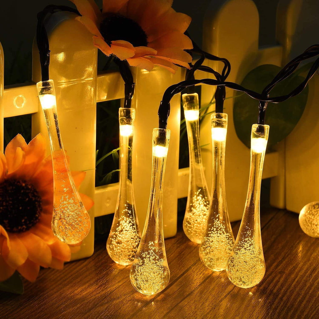 12 LED 3 Meter Waterdrop Decorative String Lights, Fairy Lights (Warm Yellow ,Corded electric,Plastic)