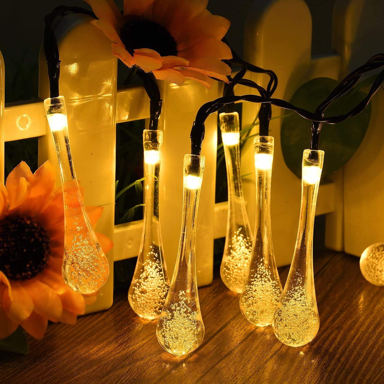 12 LED 3 Meter Waterdrop Decorative String Lights, Fairy Lights (Warm Yellow ,Corded electric,Plastic)