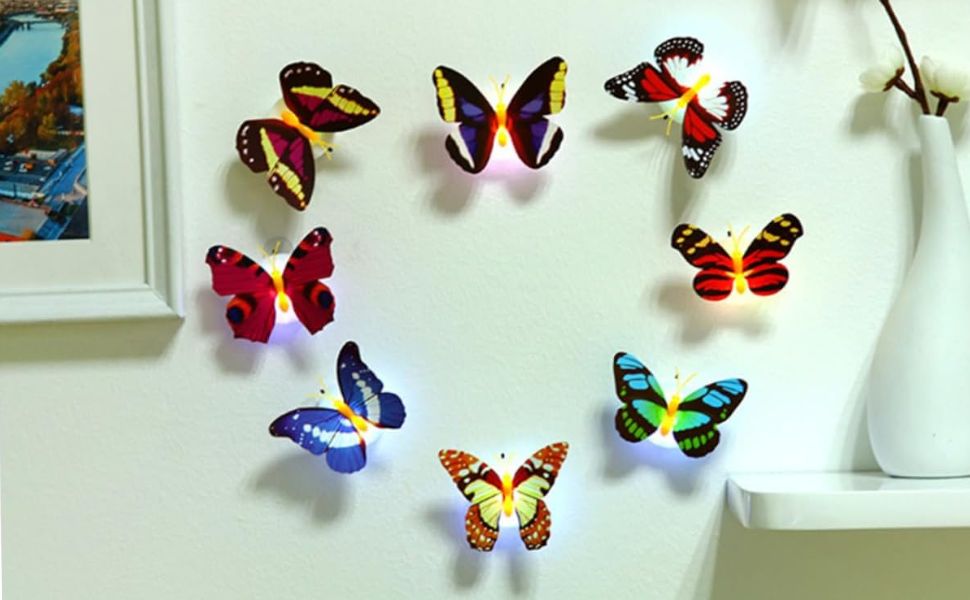 Radiant 3-Inch LED Butter-fly Wall Decor (Pack of 1, includes 2 butterflies