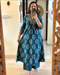 Cotton Printed Handwork Anarkali Set
