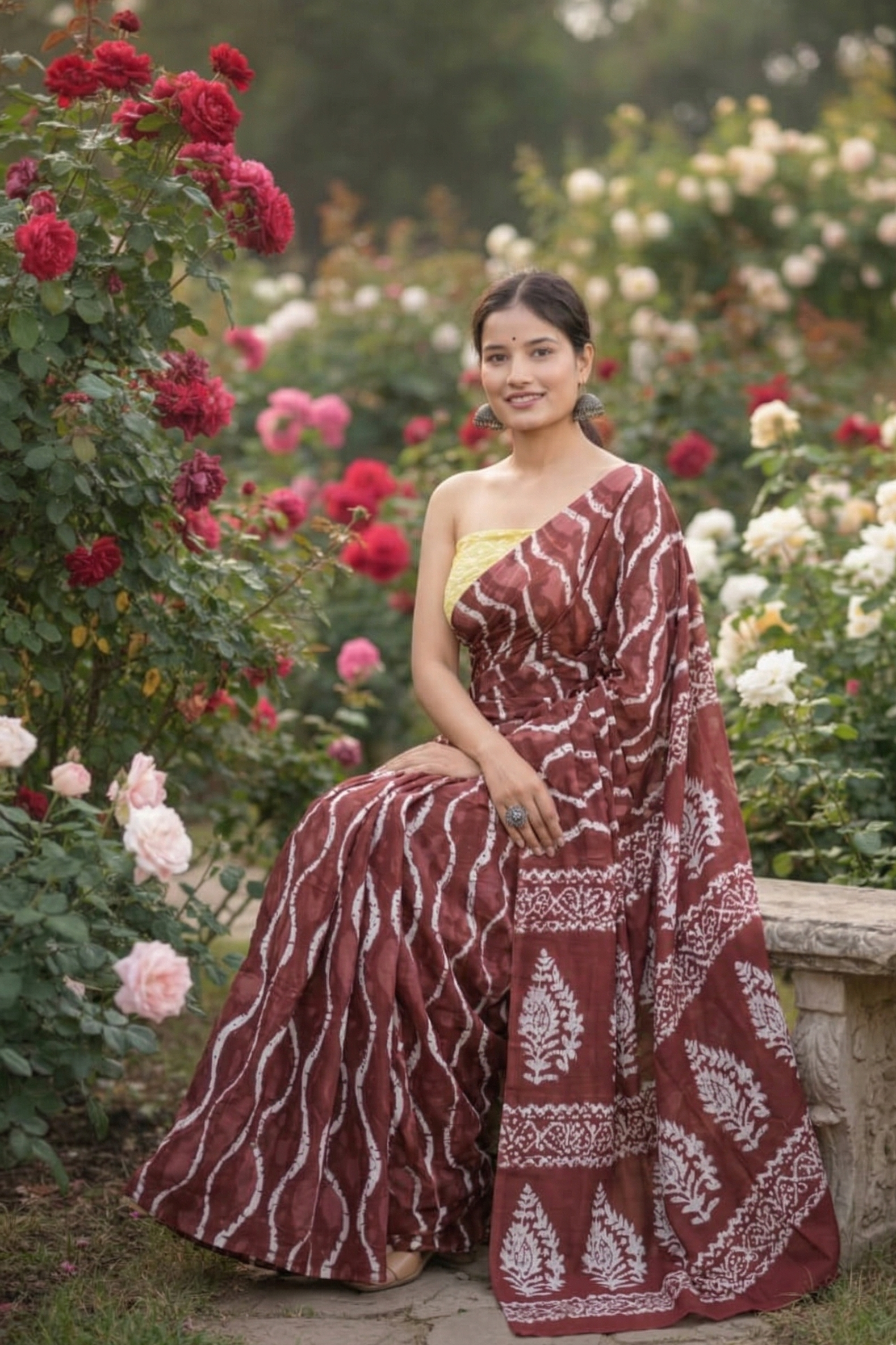 Bagru Hand Block Print Mulmul Cotton Saree