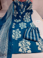 Blue cotton kurti set with dupatta