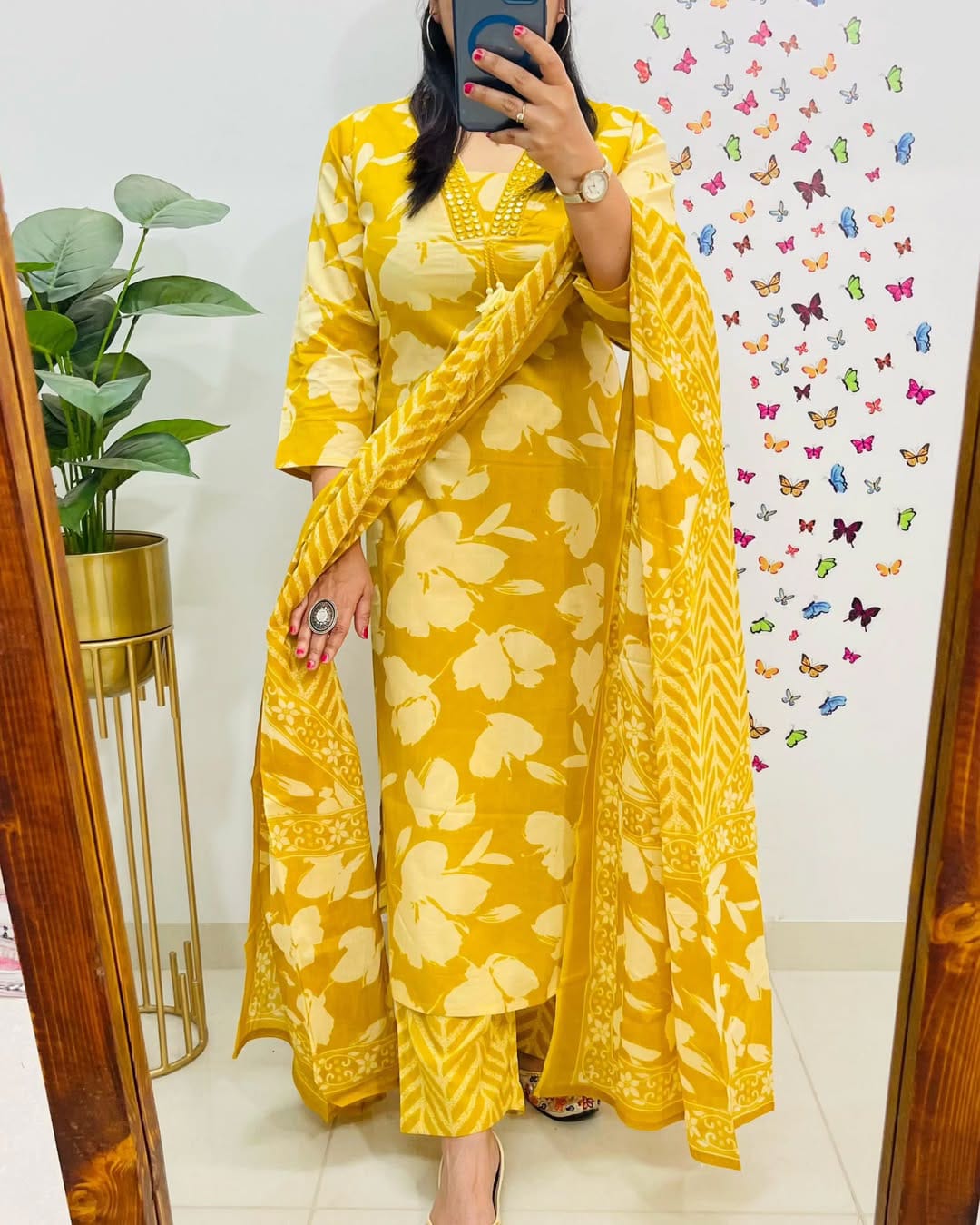 Cotton Kurti with Pant and Dupatta