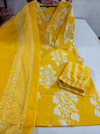 Cotton kurti set with pants and dupatta