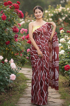 Bagru Hand Block Print Mulmul Cotton Saree