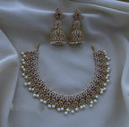 Elegant Temple-Style Pearl Necklace Set