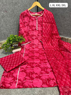 Ethereal Magenta Floral Kurta Set with Dupatta