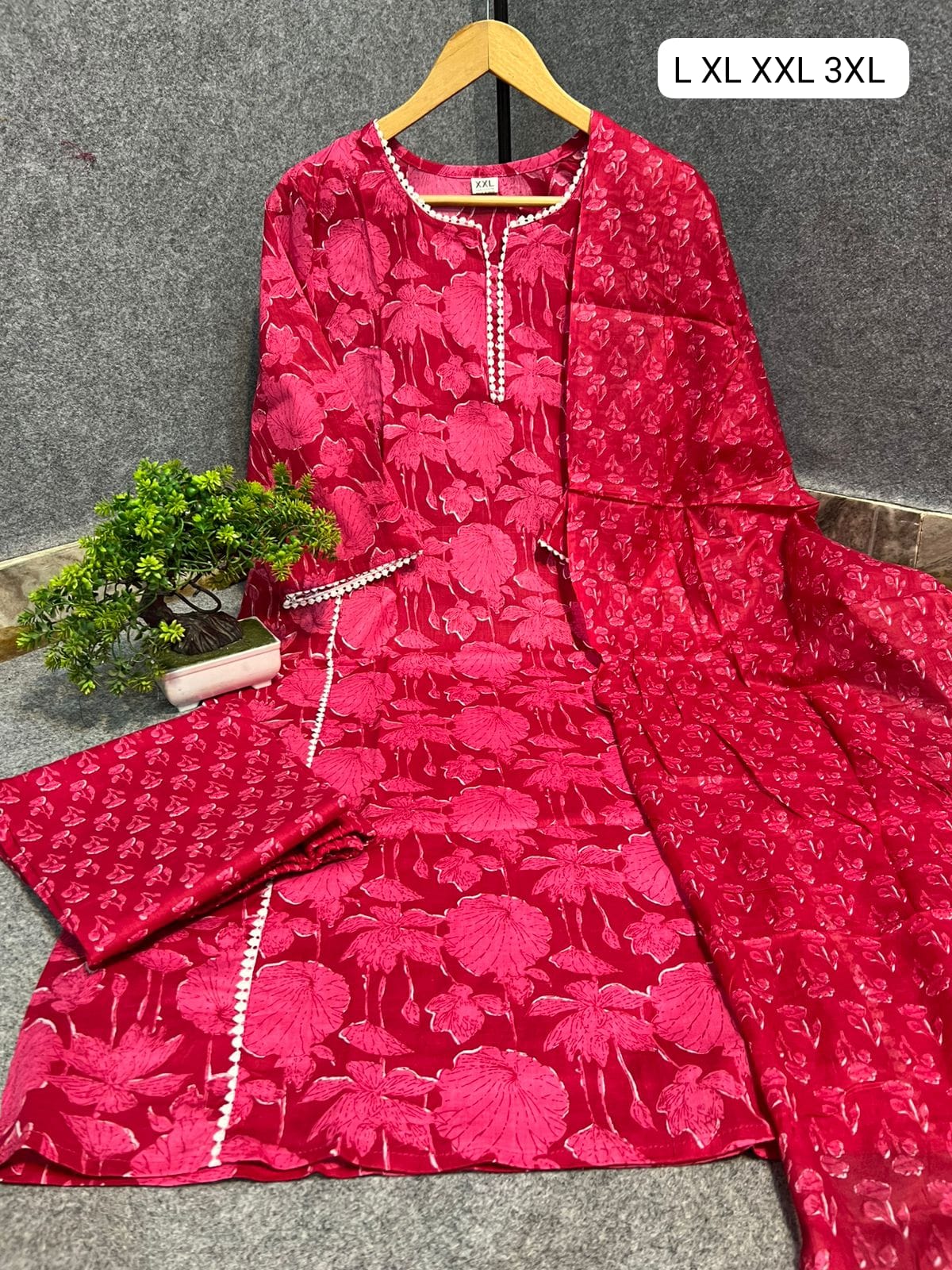 Ethereal Magenta Floral Kurta Set with Dupatta