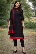 Women's  Black Cotton Kurti Set