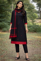 Women's  Black Cotton Kurti Set