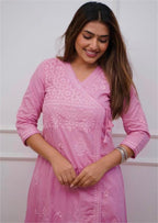Women's Pink Cotton Kurta Set