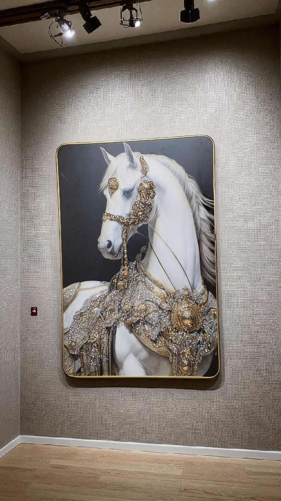 Luxury White Horse Wall Hanging Photo Frame – 12 x 18 Inch Decorative Wall Art