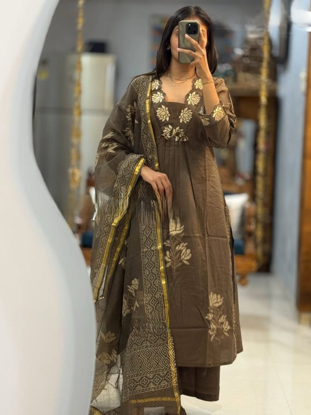 Elegant  Embroidered Anarkali Set with Dupatta