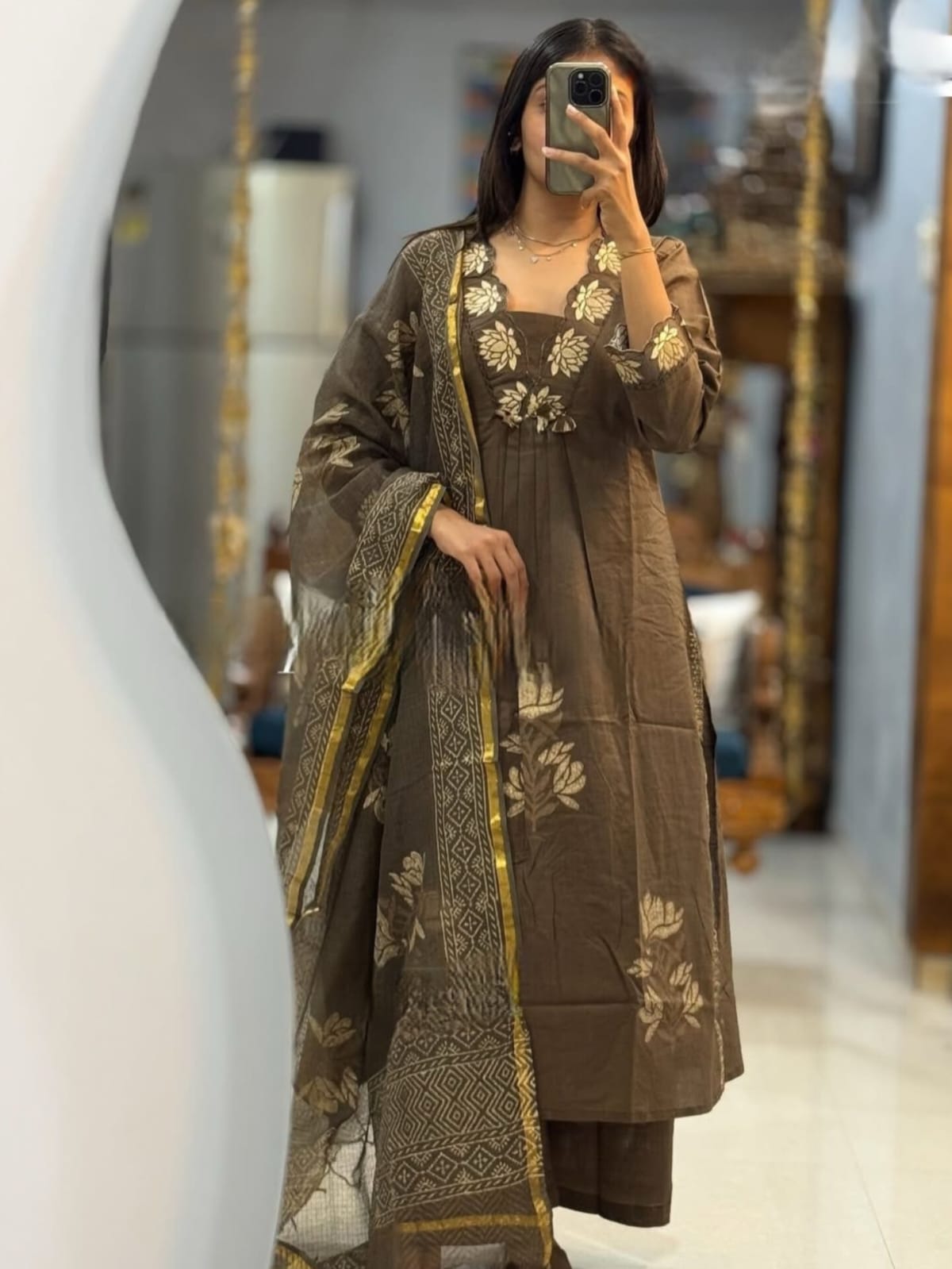 Elegant  Embroidered Anarkali Set with Dupatta