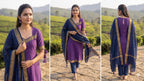 Premium Violet Mangalgiri Cotton Kurta Set with Pant & Dupatta | Fully Stitched Ethnic Wear for Women