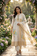 Elegant Floral Cotton Kurti Set with Dupatta – Perfect Everyday Style