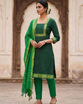 Green Mangalgiri Cotton stitched Salwar Suit Set.