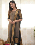 Stylish brown cotton Kurti with Matching Shawl (Dupatta)