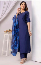 Elegant Navy Blue Kurti Set with Dupatta