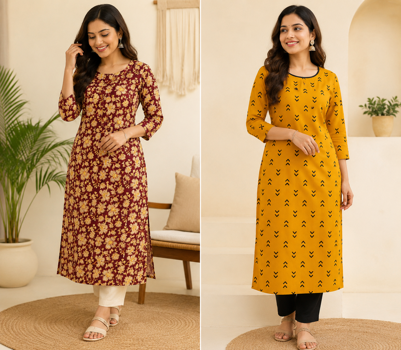 Premium Cotton Printed Kurti for Women | Floral & Trendy Ethnic Wear