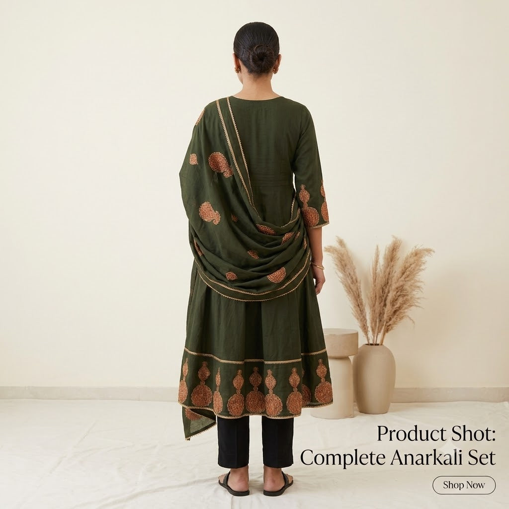 Bottle Green Embroidered Anarkali Kurta Set with Pant & Dupatta | Premium Festive Wear Anarkali Suit for Women