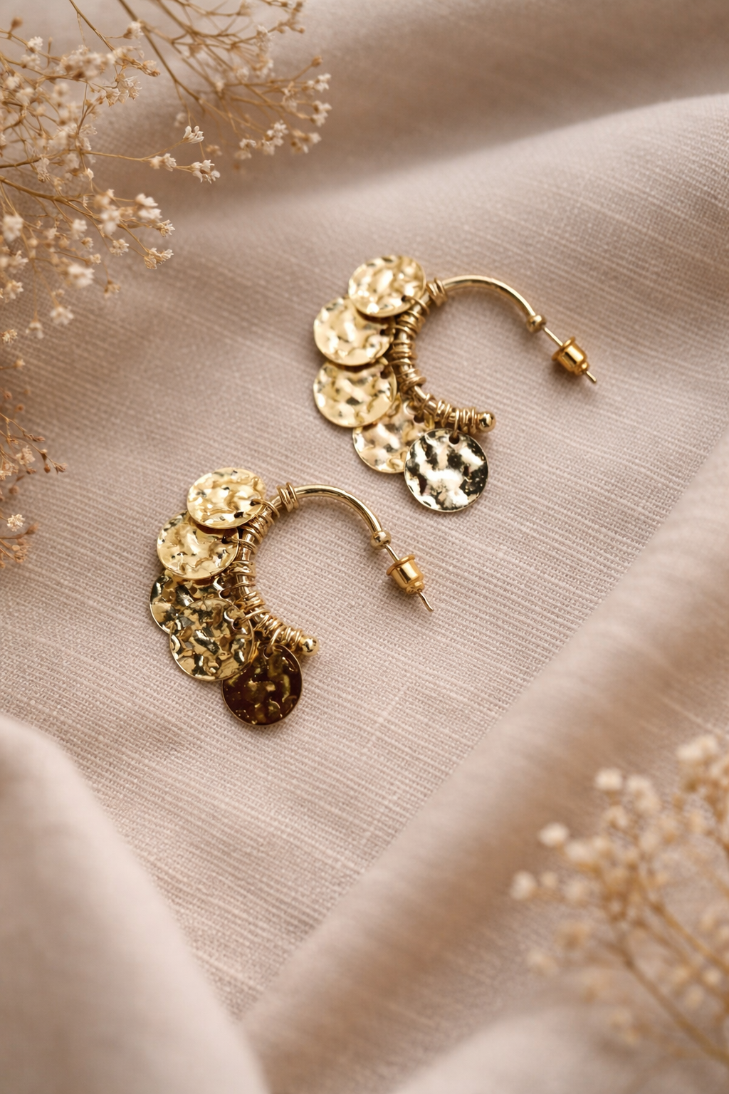 Golden Coin Charm Hoop Earrings for Women | Stylish Fashion Jewellery