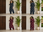 Women's Brown Cotton Printed Kurti Set with Pants | Casual Daily Wear Ethnic Co-ord Set