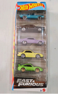 Hot Wheels 2025 Fast & Furious Pack of 5 (70 Dodge Charger RT, 1966 Chevrolet Impala, Porsche 911 Gt3 RS, 68 Plymouth Barracuda Formula S, Nissan Silvia) Multi - Color