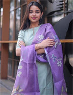 Green & Lavender Floral 3-Piece women's Kurti Set