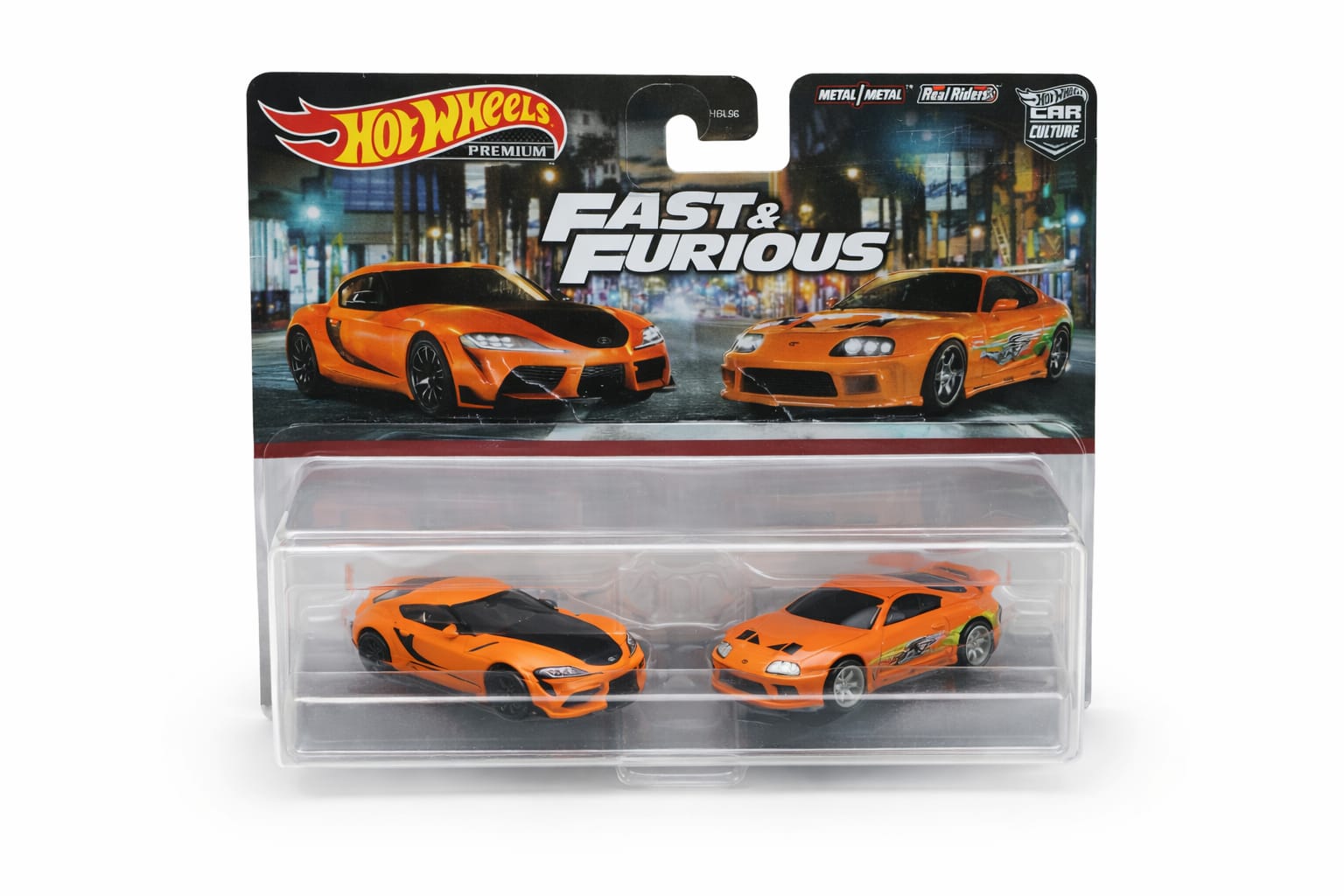 Hot Wheels Premium Fast &amp; Furious 2-Pack – 1994 Toyota Supra Mk4 &amp; 2021 Toyota GR Supra (1:64 Scale)