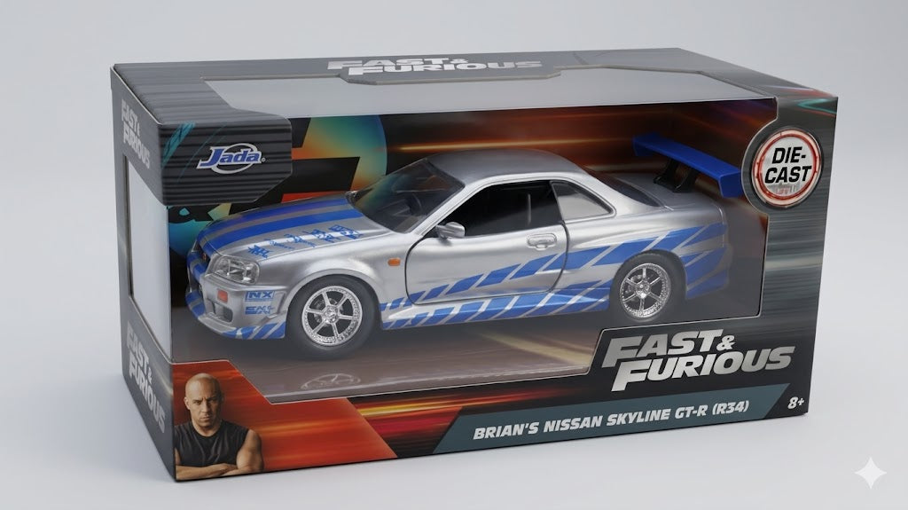 Brian's Nissan Skyline GTR R34 Fast & Furious 1:32 Jada diecast Scale Model Car