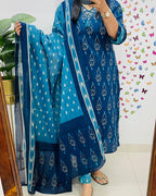 Cotton Kurti set with Pant and Dupatta