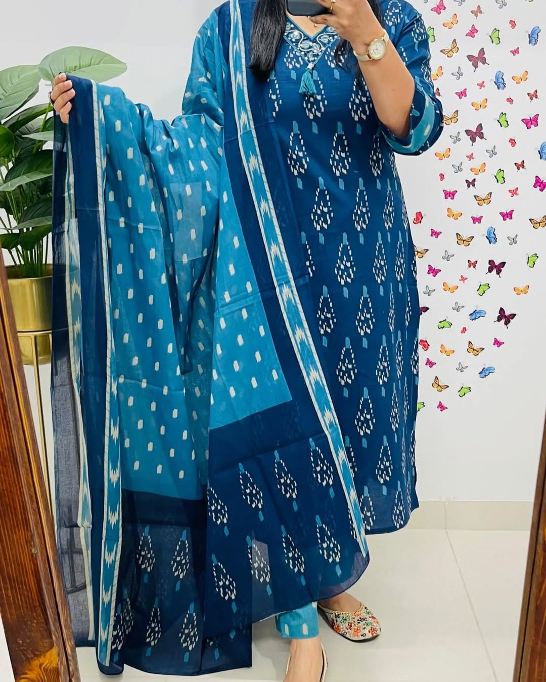 Cotton Kurti set with Pant and Dupatta