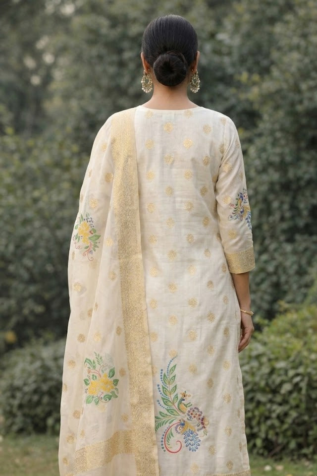 Elegant Floral Cotton Kurti Set with Dupatta – Perfect Everyday Style