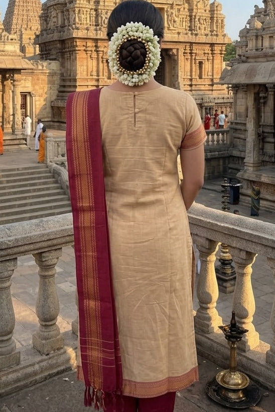 Cotton Mangalagiri Kurti Set with Shawl/Dupatta – Elegant Everyday Ethnic Wear