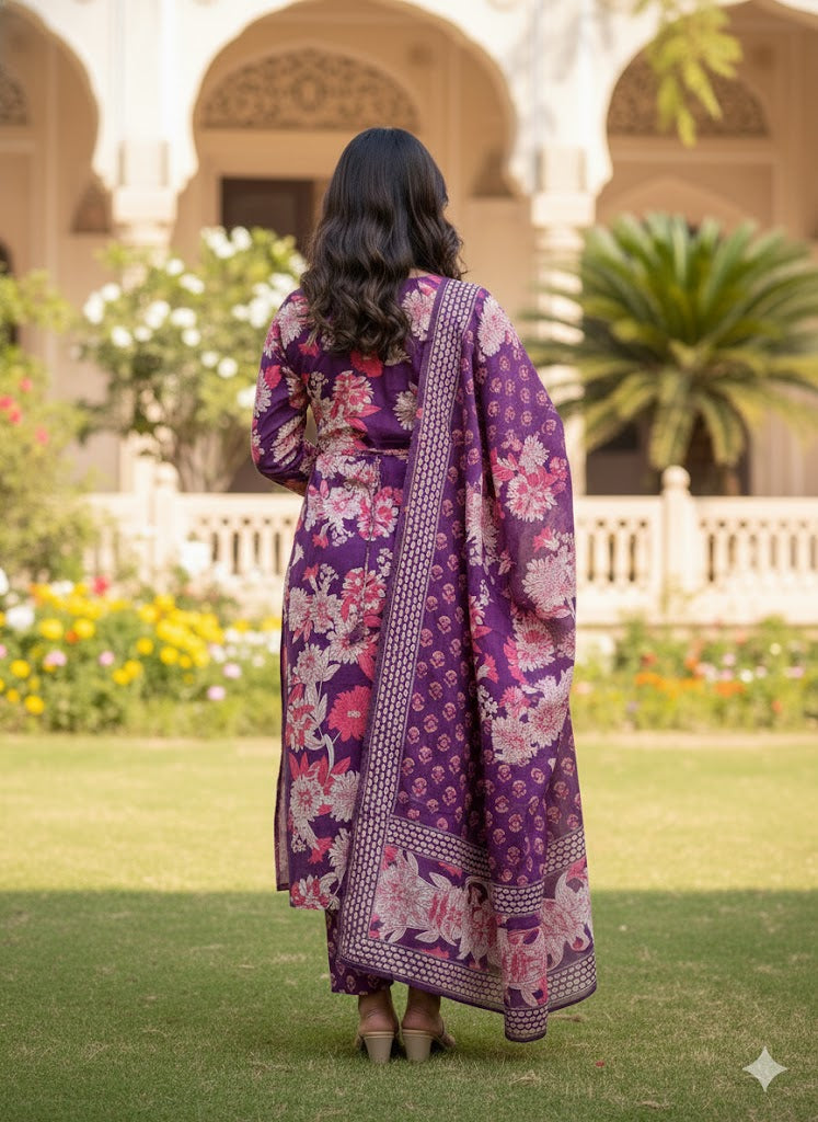 Cotton Kurti with Pant and Dupatta