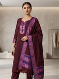 Wine Maroon Cotton Kurti Set.