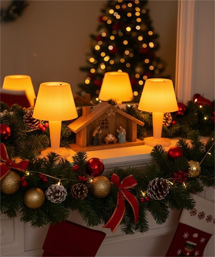 pair of 10-inch pink mushroom-shaped lamps