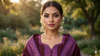 Wine Maroon Cotton Kurti Set.